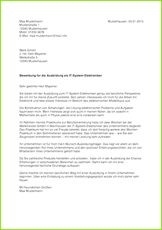 Bewerbung für Ausbildung Tipps & Vorlagen 518734 Vorlage Anschreiben Bewerbung Ausbildung