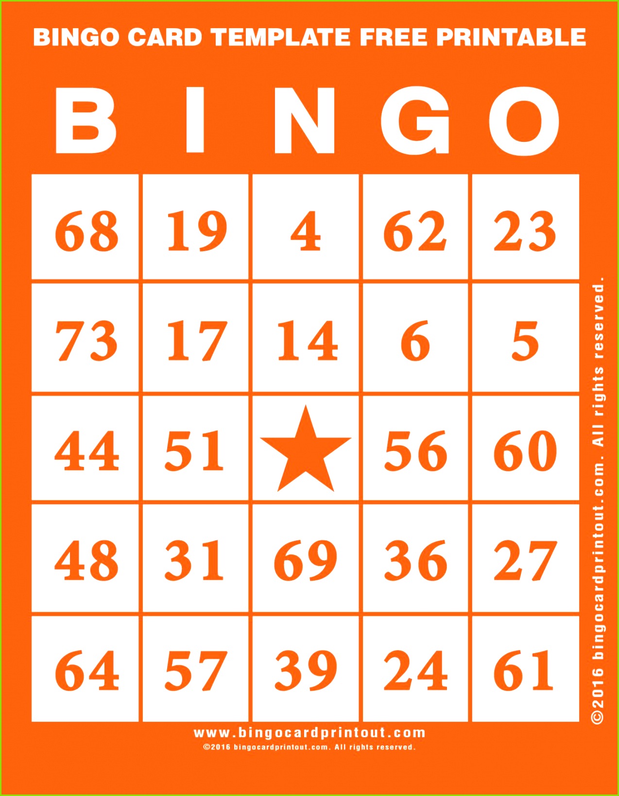 Bingo Card Template Free Printable 2