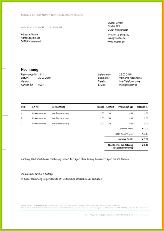 11 Kleinunternehmer Rechnung Vorlage Analysis Templated