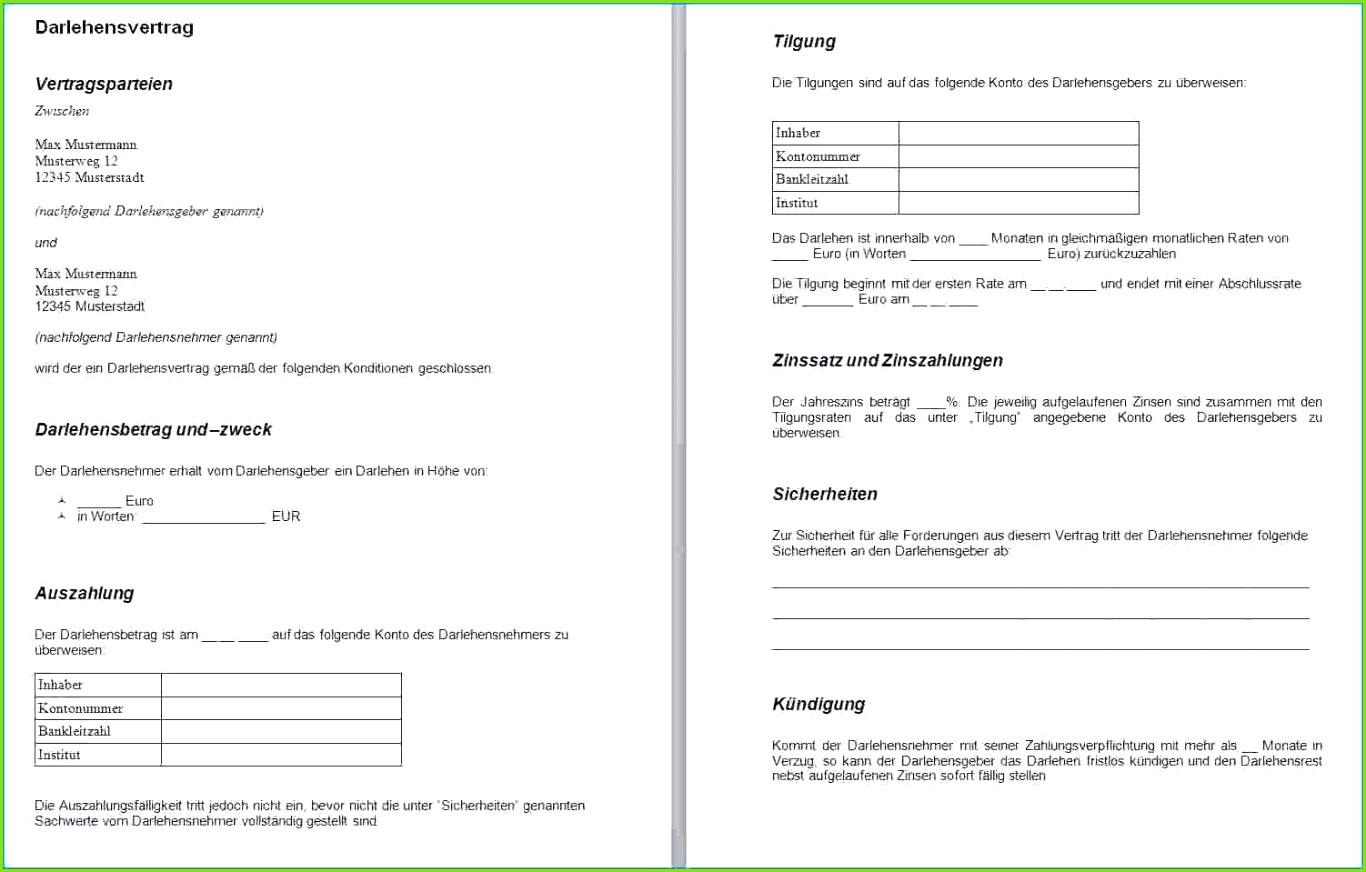 Erfreut Privater Darlehensvertrag Vorlage Zeitgenössisch Bilder