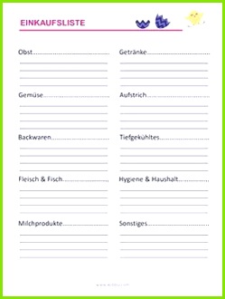 Einkaufsliste Vorlage