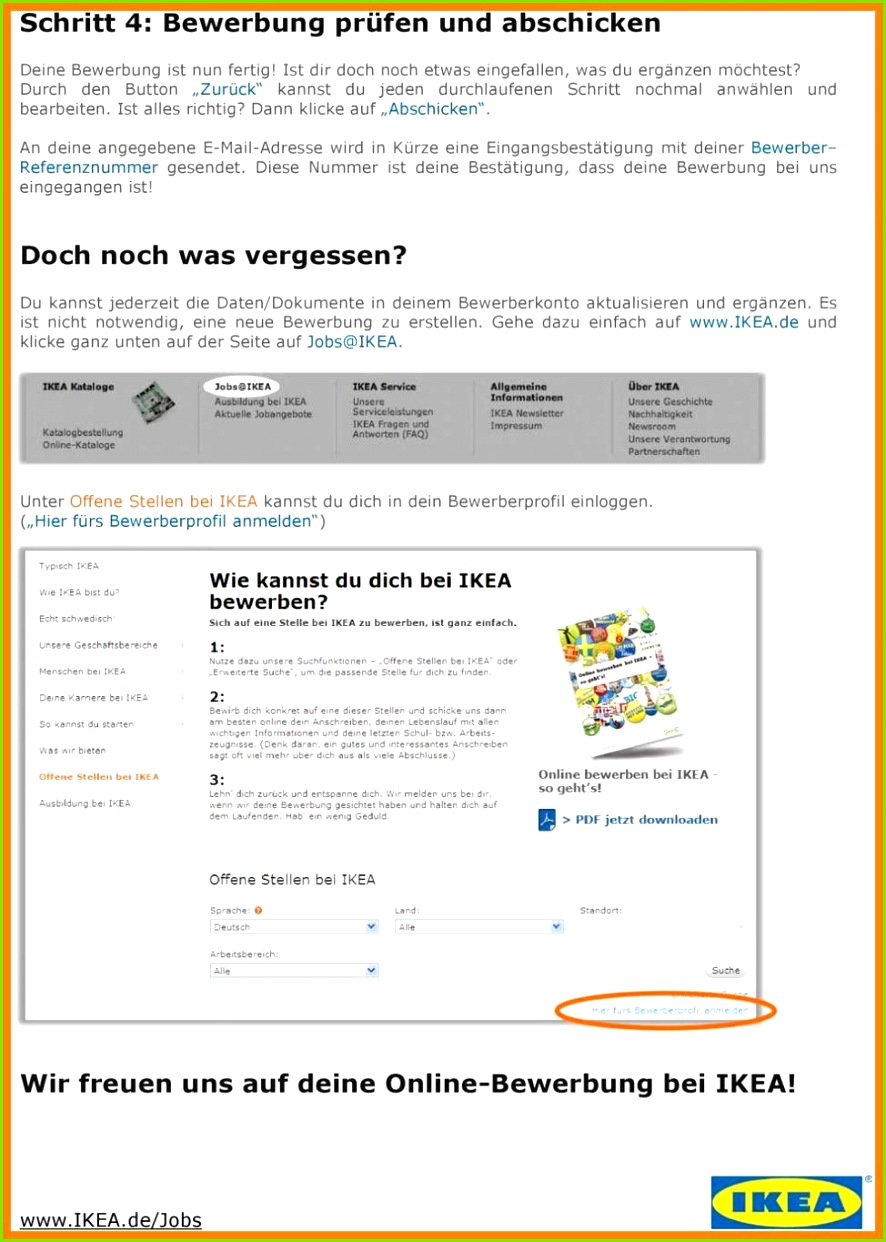 ikea bewerbung muster