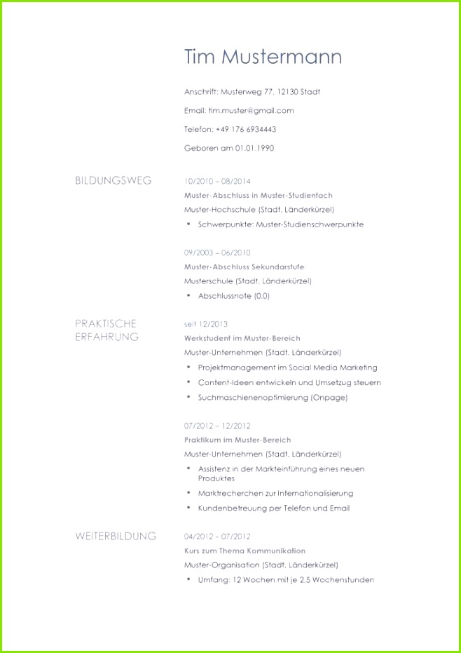 Moderne Lebenslauf Vorlage in dezentem blau zum kostenlosen Download