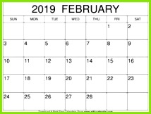Februar 2019 Kalendervorlage Source by wikicalendar