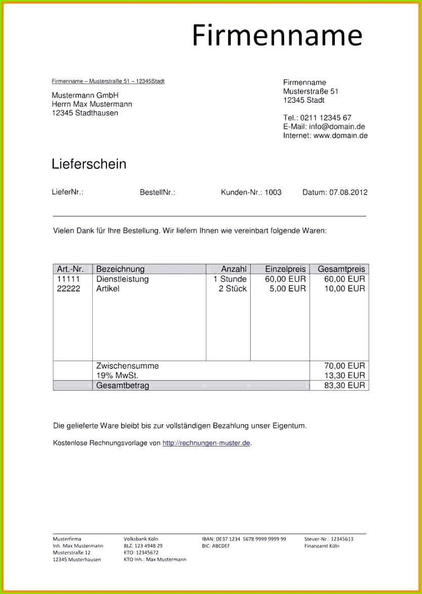 7 Lieferschein Schreiben