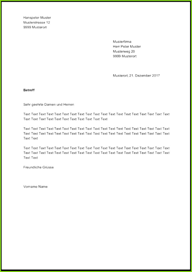 word brief schreiben
