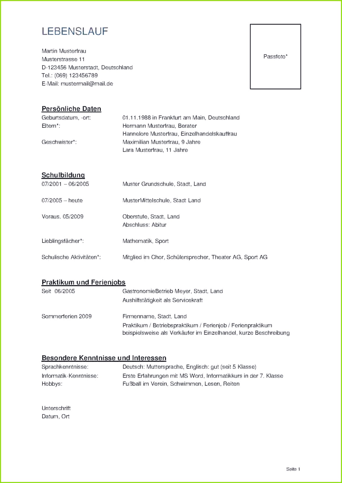 Schulerpraktikum Lebenslauf Vorlage 11 6 Transition Plan Templates 5