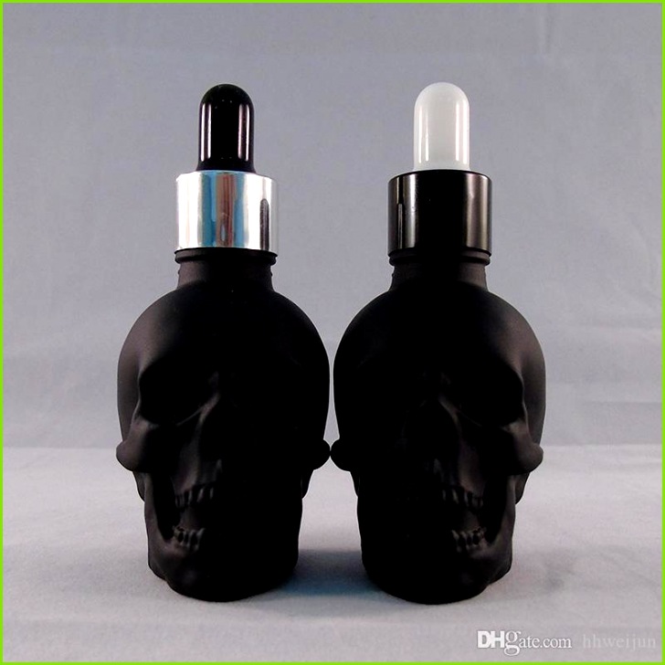 HOT 30ML Matte Black Skull Bottle Glass Dropping Bottles E Juice Empty Bottles Skull E Liquid