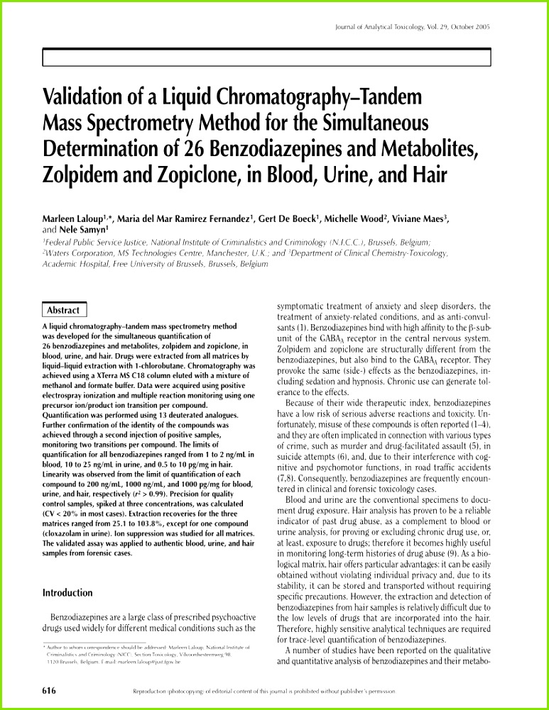 PDF Quantitation of Benzodiazepines in Urine Serum Plasma and Meconium by LC MS MS