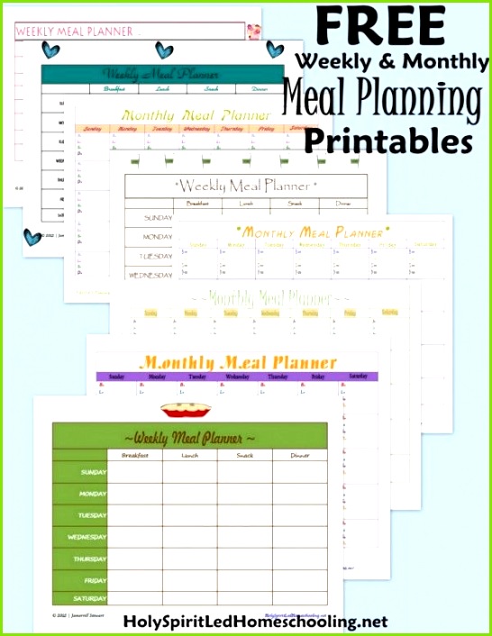 Free printable menu planners