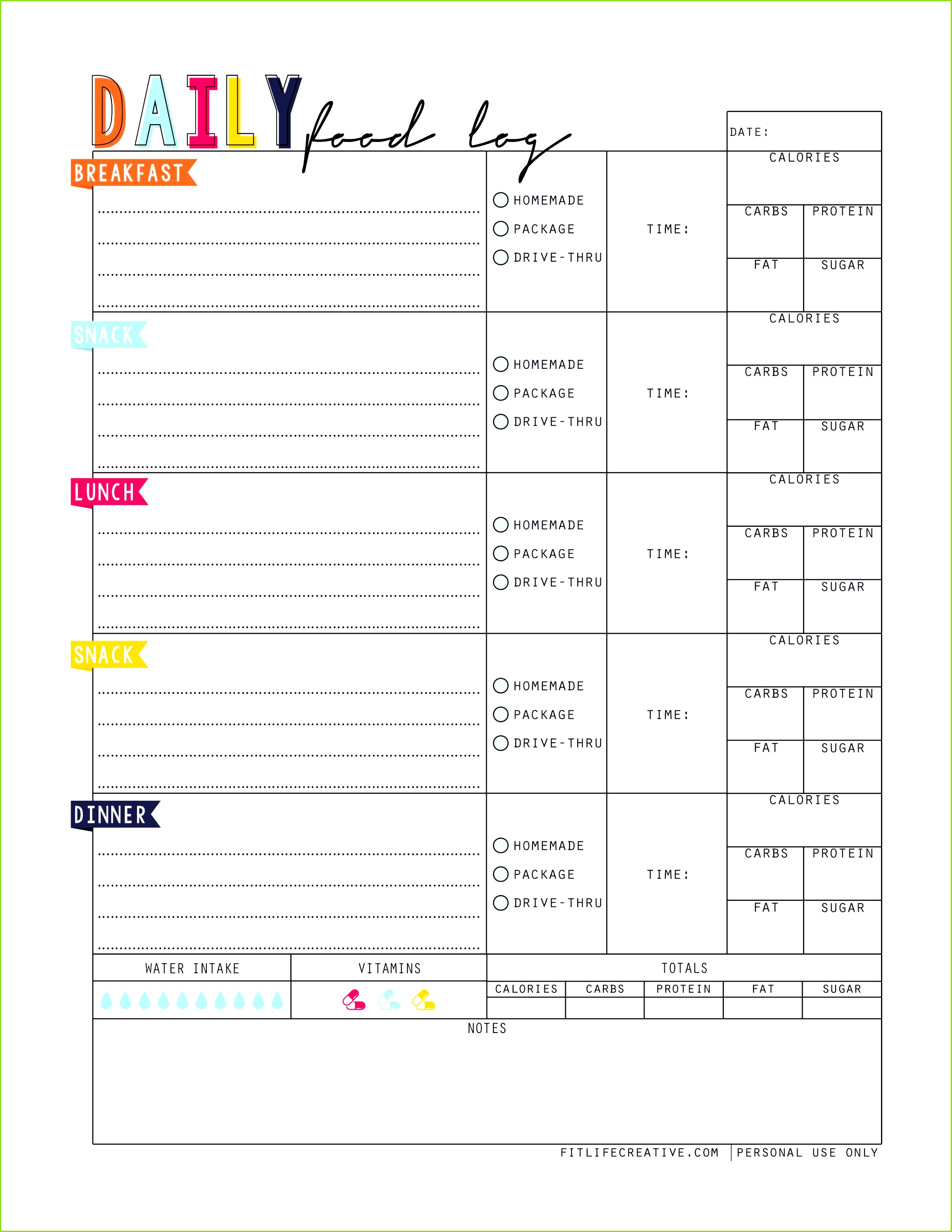 Daily Food Log Printable A successful health and fitness journey starts in the kitchen The