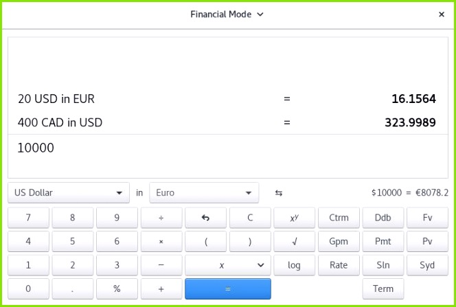 gnome calculator financial mode