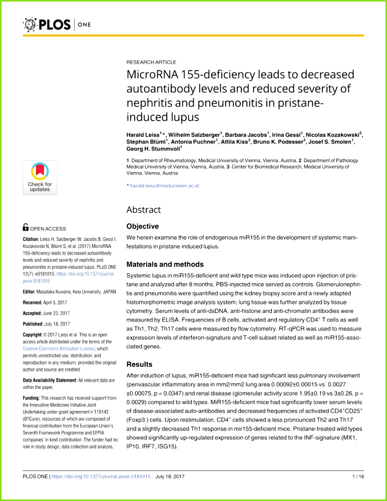 PDF Induced Murine Models of Systemic Lupus Erythematosus