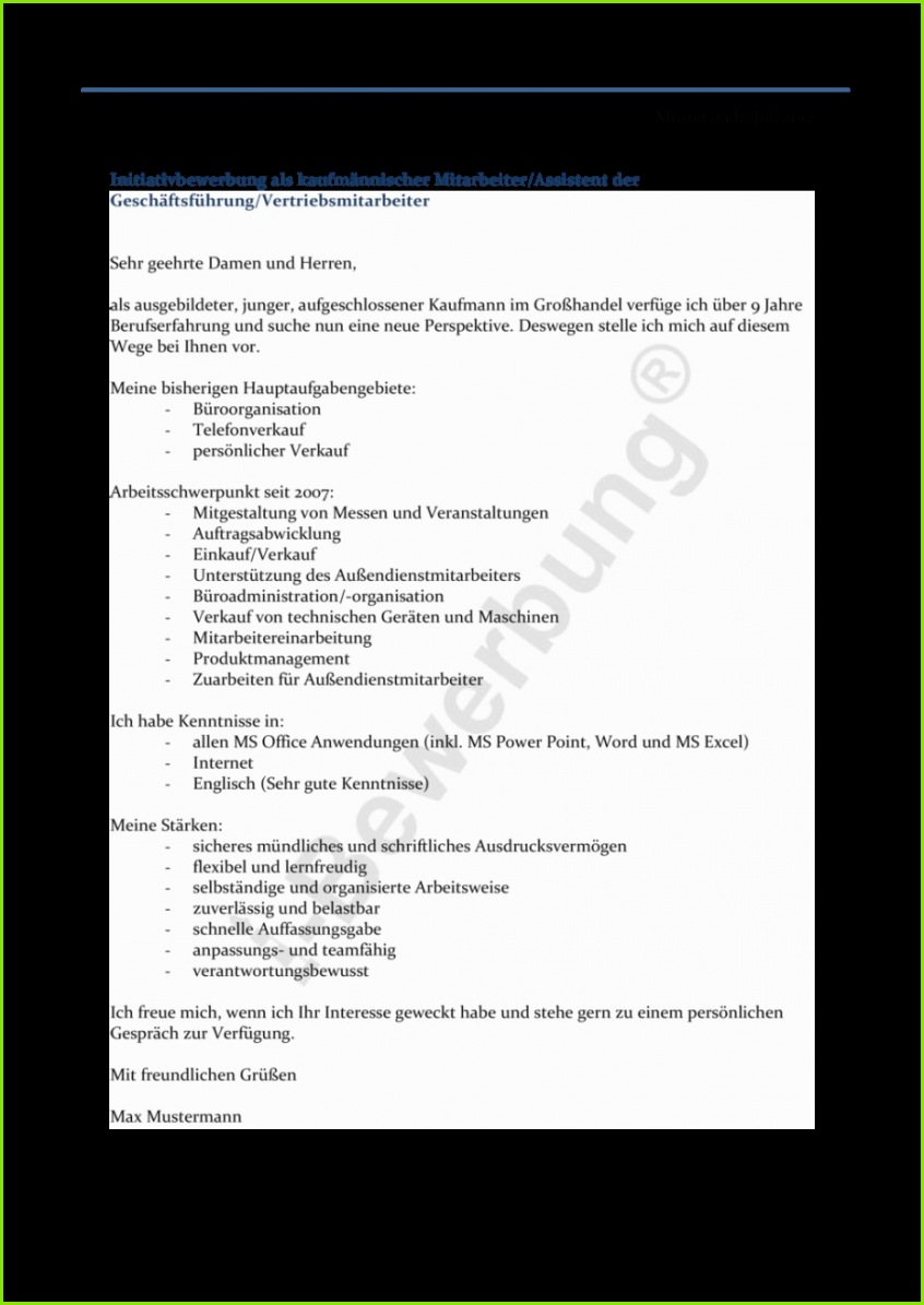 Formulierung des Anschreiben zur Initiativbewerbung