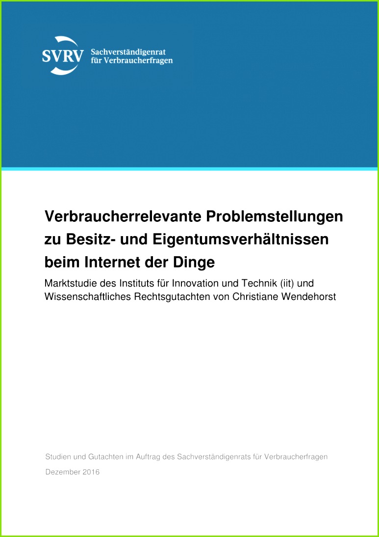 PDF Eigentums und Besitzverhältnisse im Internet der Dinge Marktstu