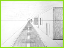 Fluchtpunktperspektive mit einem Punkt Straße zum Horizont – Zeichnen lernen Howto Draw