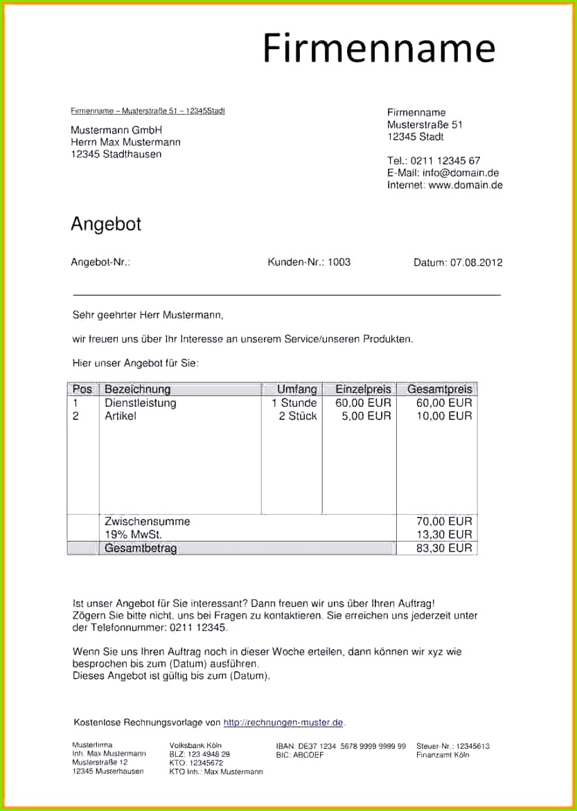 Ungewöhnlich Angebotsschreiben Format Zeitgenössisch Bilder für