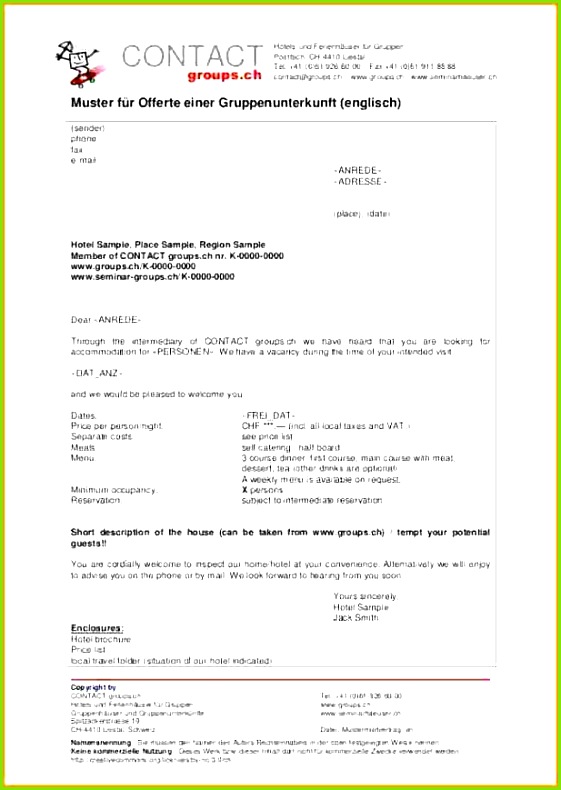 angebot englisch vorlage