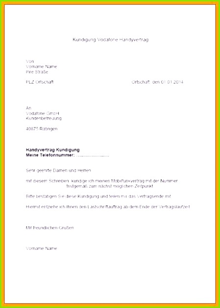 Austritt Aus Gemeinsamen Mietvertrag Vorlage 9 Vorlage Kundigung Vodafone Gdiiny