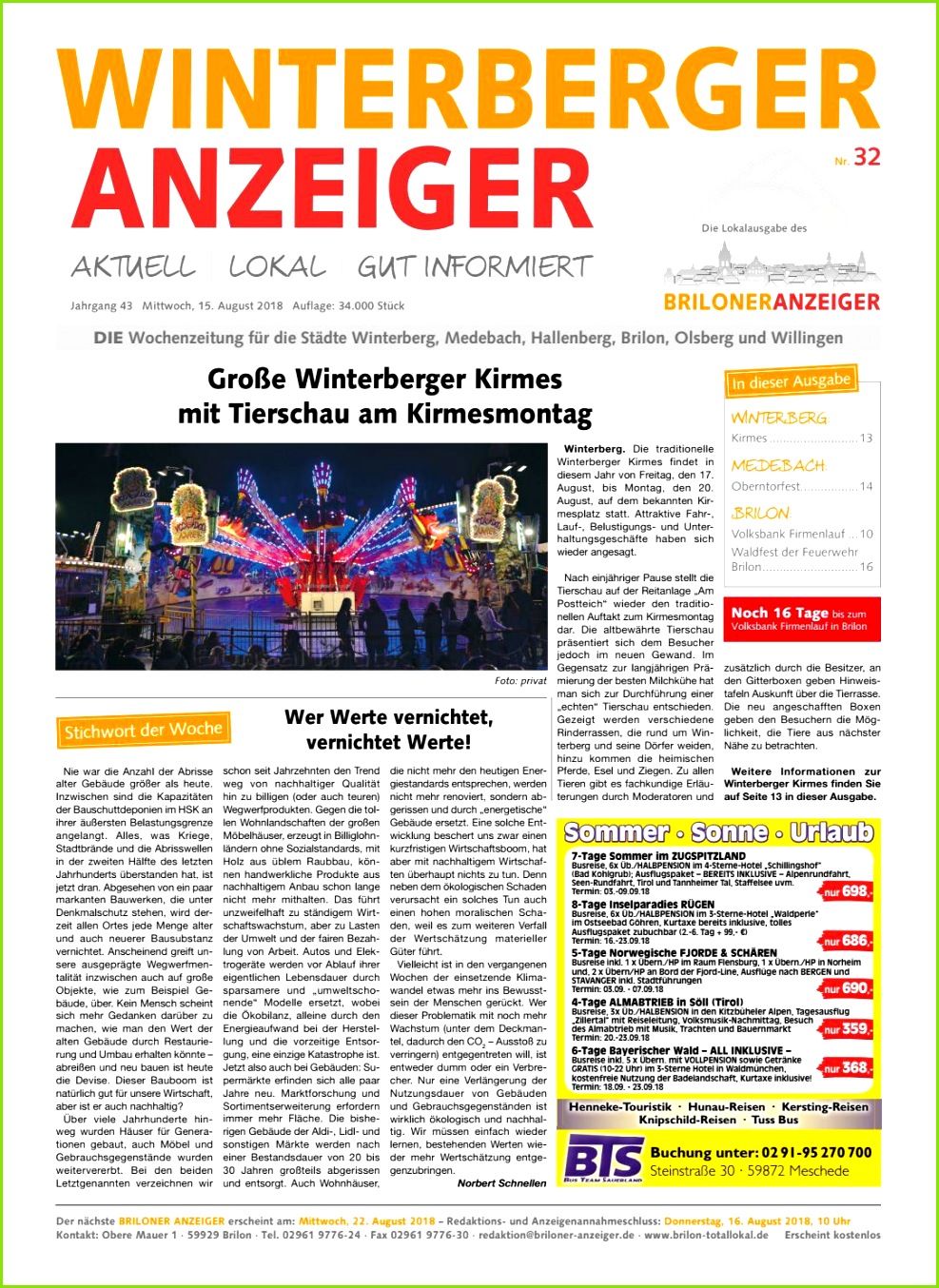 Winterberger Anzeiger Ausgabe vom 15 08 2018 Nr 32 by Brilon totallokal issuu