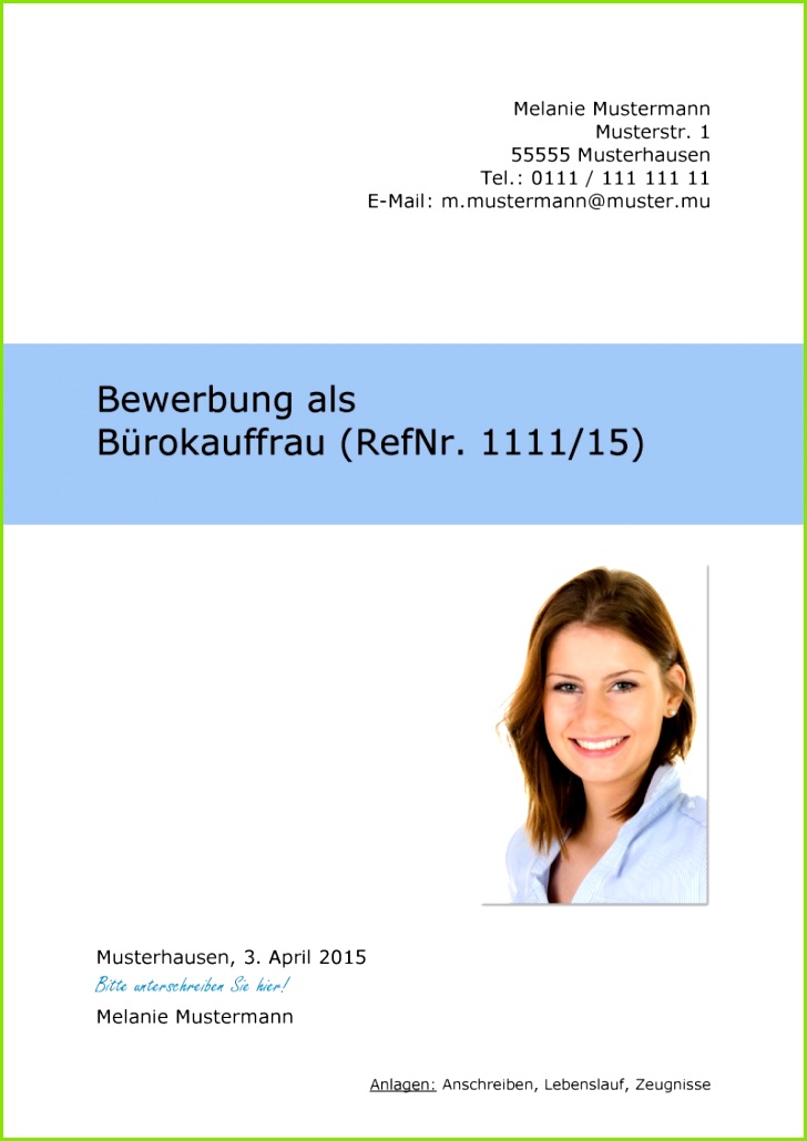 Deckblatt Muster Bewerbung Nr 5