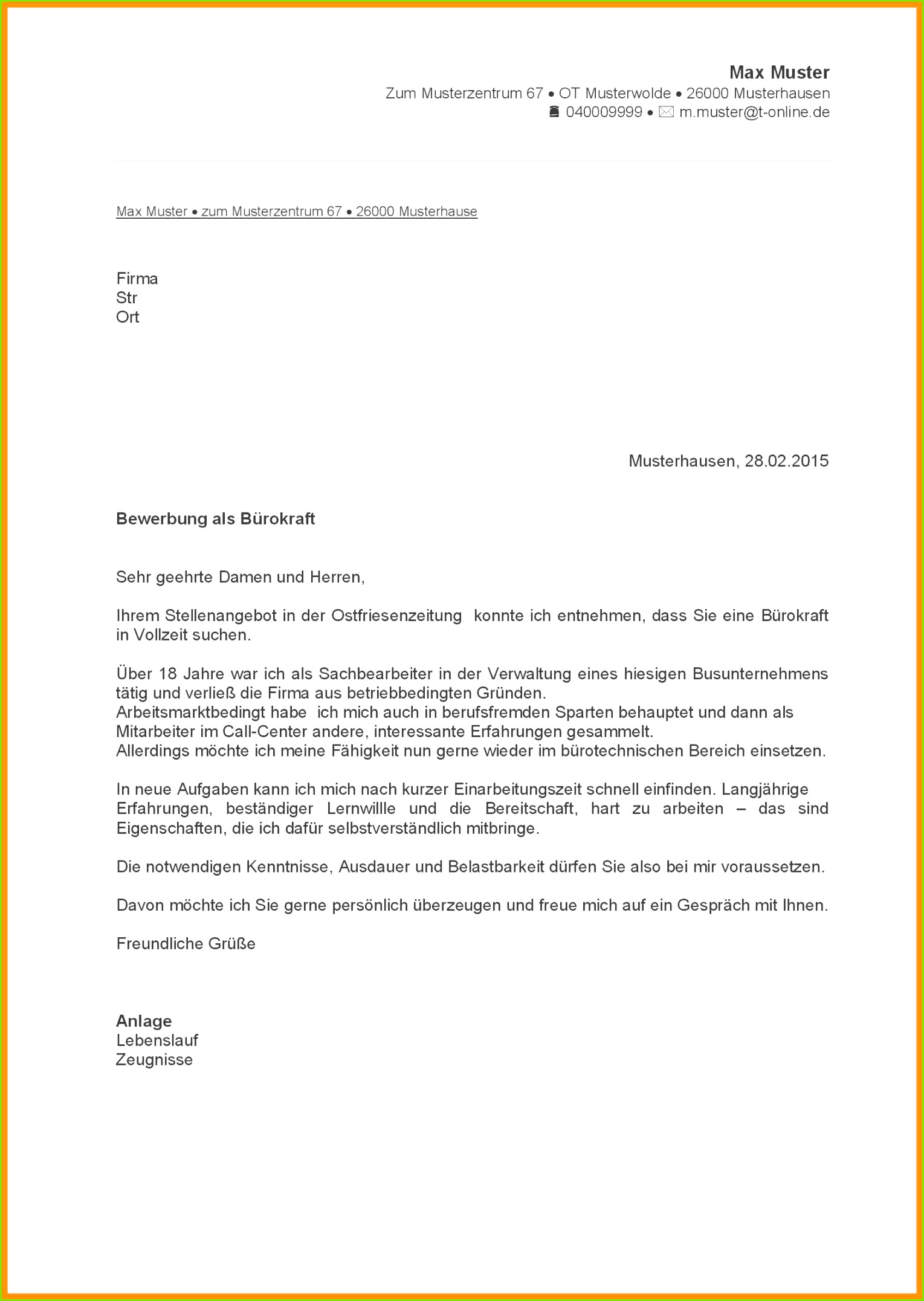 13 bewerbung einzelhandel vorlage