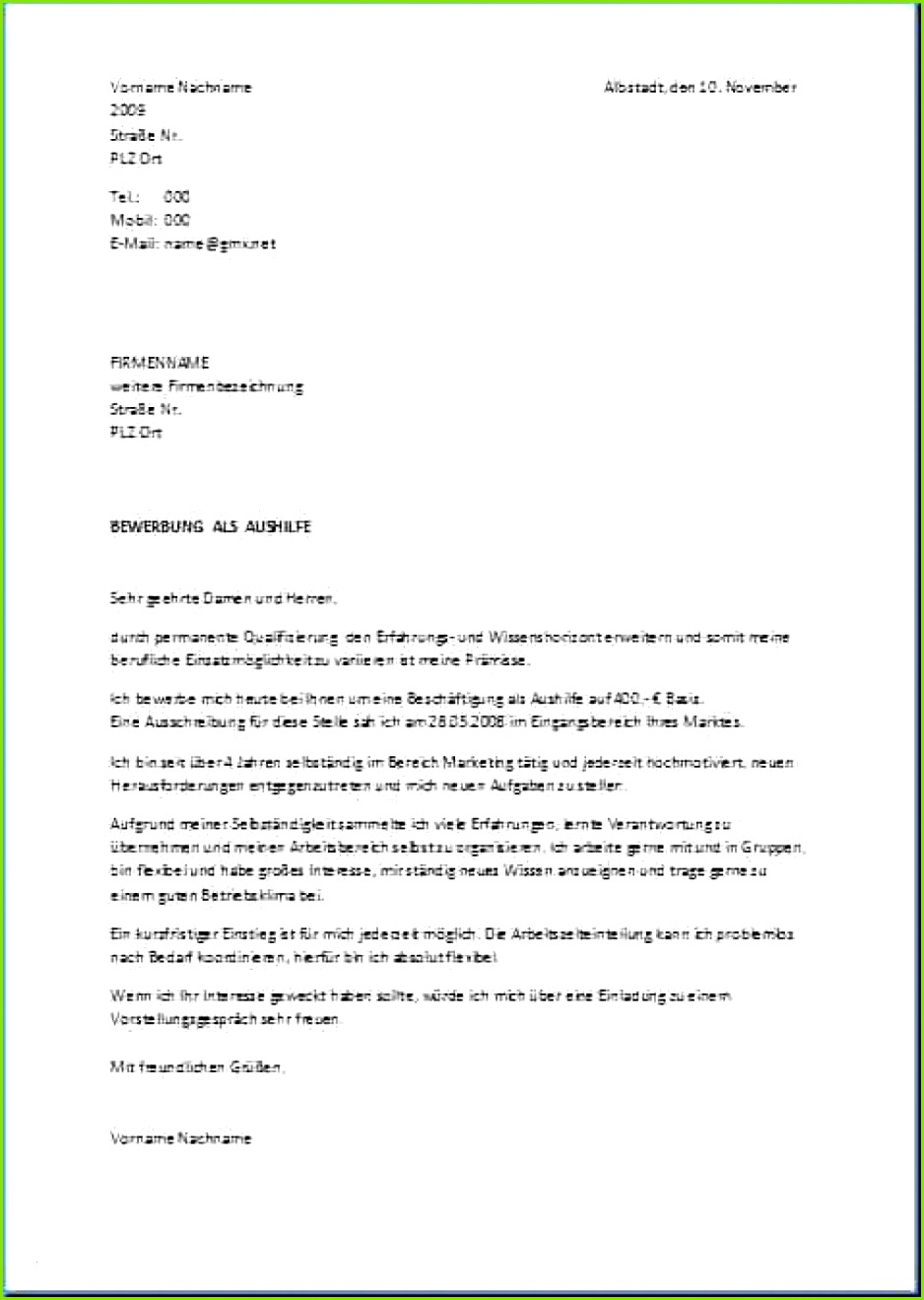 17 Bewerbung Anschreiben Einzelhandel
