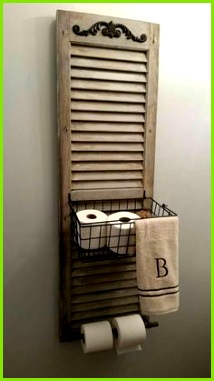 Old distressed shutter Bathroom with basket Home Shutters Window Shutters Decor Country