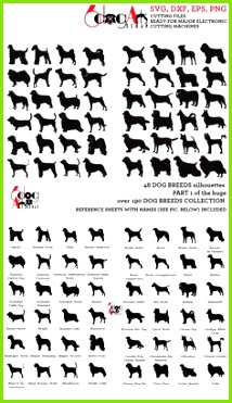 Dog Breed Silhouettes Vector Digital Cut Files Svg Dxf Eps Silhouette SCAL Cricut Printable Down