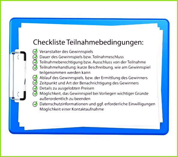 gewinnspiel Klemmbrett58ef be02 Gewinnspiele sicher veranstalten Darauf müssen Sie achten Datenschutzerklarung Formular Vorlage