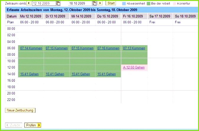 Es wird Ihnen jeweilige Woche in der übersicht angezeigt
