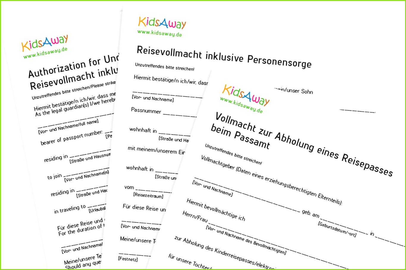 Reisevollmachten einsprachig und mehrsprachig für einen entspannten Urlaub in Familie © KidsAway