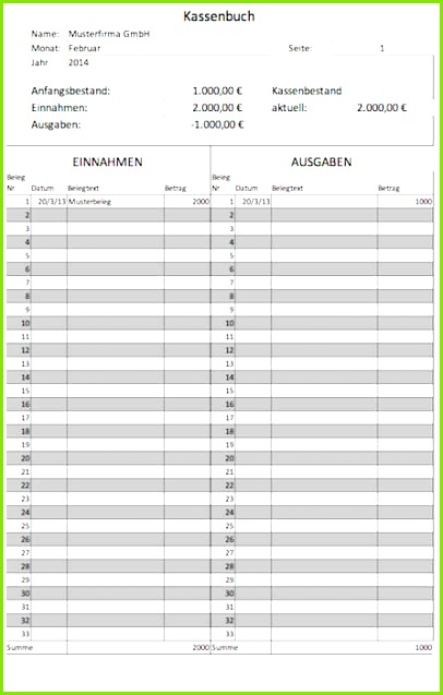 Kassenbuch Vorlagen Gratis Für Microsoft Excel Und Als Pdf Lexoffice