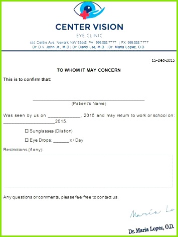 Eye Doctors Note Doctors Note Template Eye Doctor Dinner Ideas Coca Cola