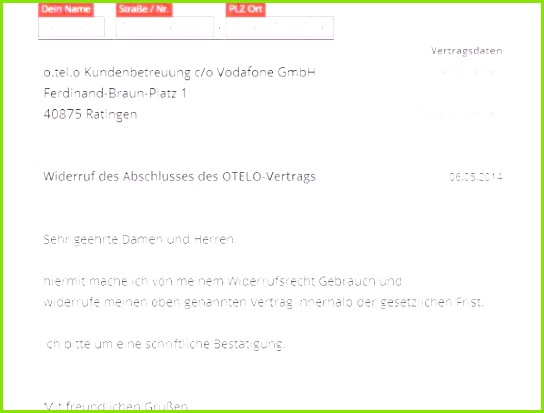 Kündigung Vodafone Muster Frisches Kündigung An Vodafone