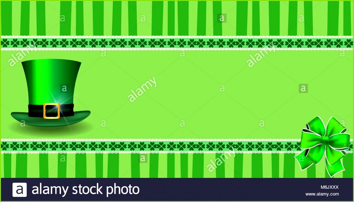 Saint Patrick s Day Vorlage mit Klee festliche Spitze Bug und Kobolde Hut und kopieren Sie