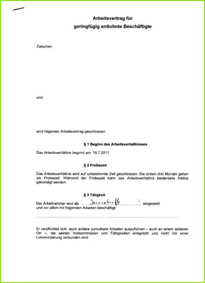 kündigung minijob vorlage word