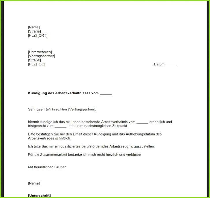 20 kündigung arbeitsvertrag arbeitnehmer muster 728687 20 kündigung arbeitsvertrag arbeitnehmer muster