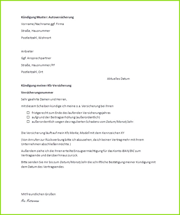 kündigung mietvertrag muster