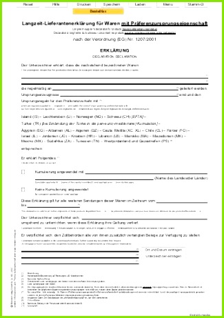 Langzeit Lieferantenerklärung für Waren mit Mendel Verlag