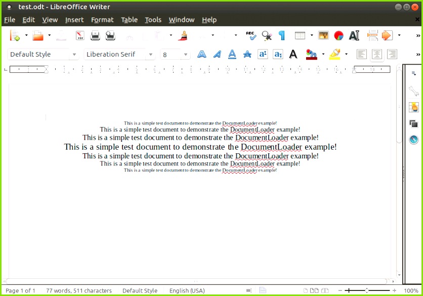 Libre fice Writer has a pull down menu toolbars and a document panel where you type text The Writer will attempt to format the text as it would appear on