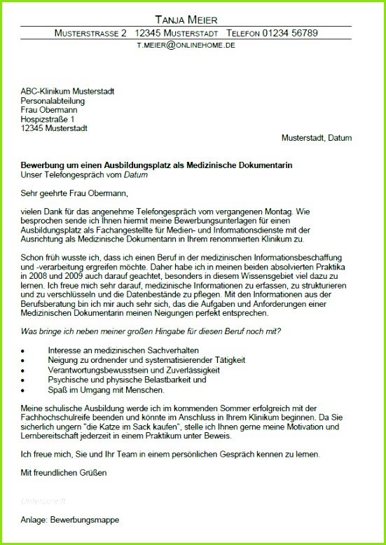 17 Anschreiben Bewerbung Medizinische Fachangestellte