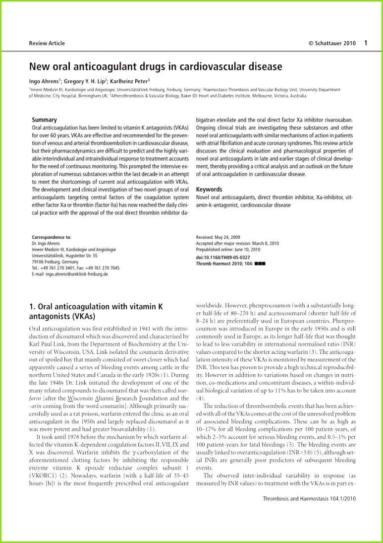 PDF New oral anticoagulant s in cardiovascular disease