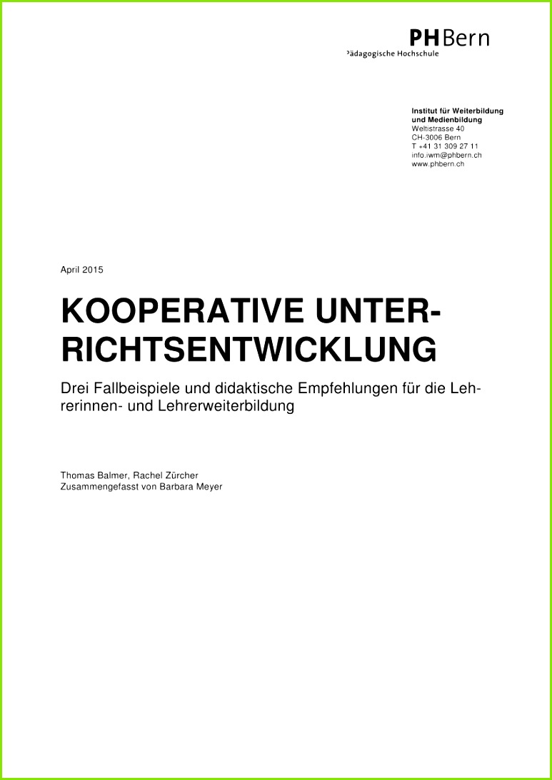 PDF Kooperative Unterrichtsentwicklung Drei Fallbeispiele und 7731093 Drei Fallbeispiele und didaktische Empfehlungen für Lehrerinnen und Lehrerweiterbildung