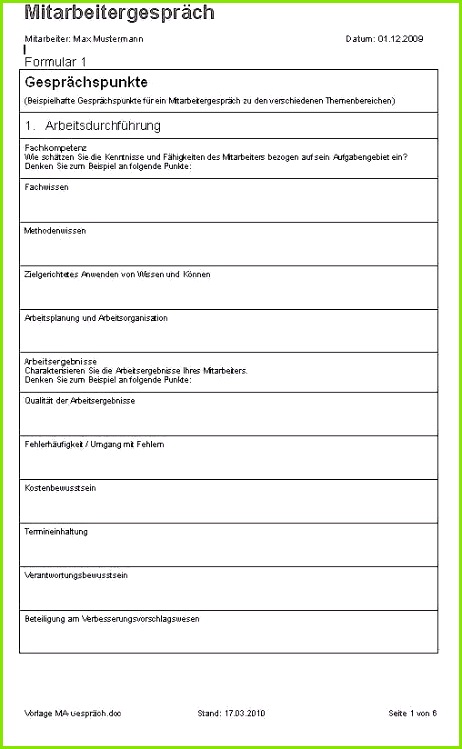 Mitarbeitergespräche Kita Vorlagen Schöne Mitarbeitergespräch Word formular