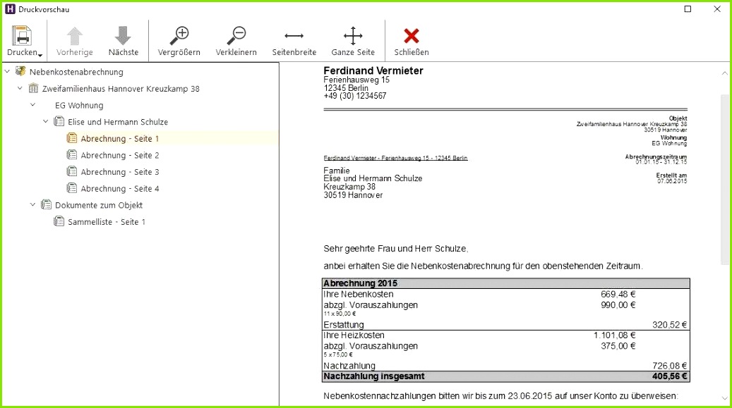 14 Nebenkostenabrechnung Vorlage Word