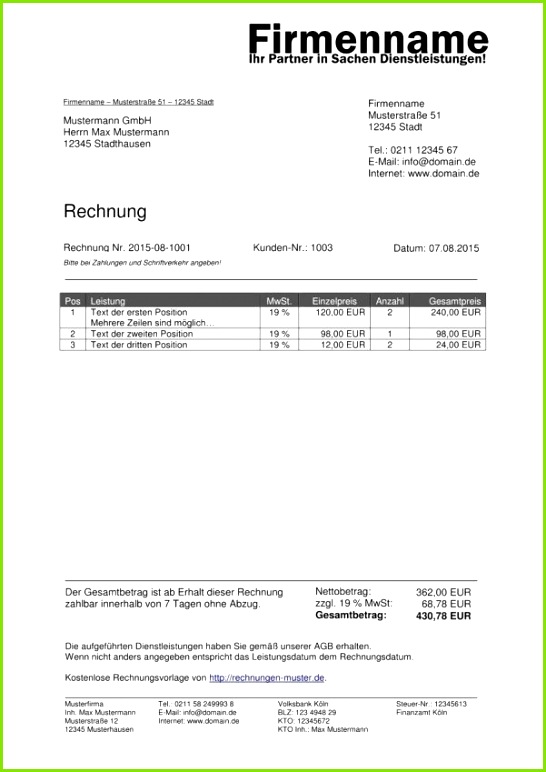 17 Privatrechnung Vorlage Pdf