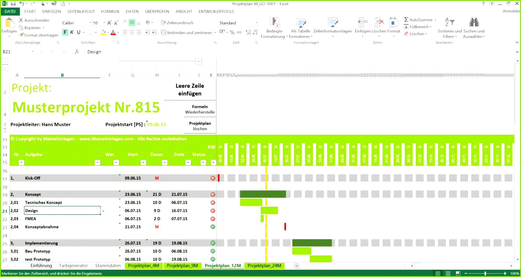 Excel Projektplan 12 Monate Projektplan Excel – Projektplan Excel Vorlage 2017