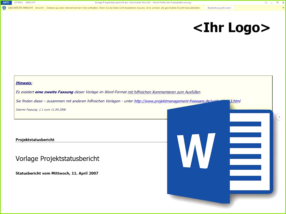 Projektstatusbericht im Projektmanagement als Word Vorlage