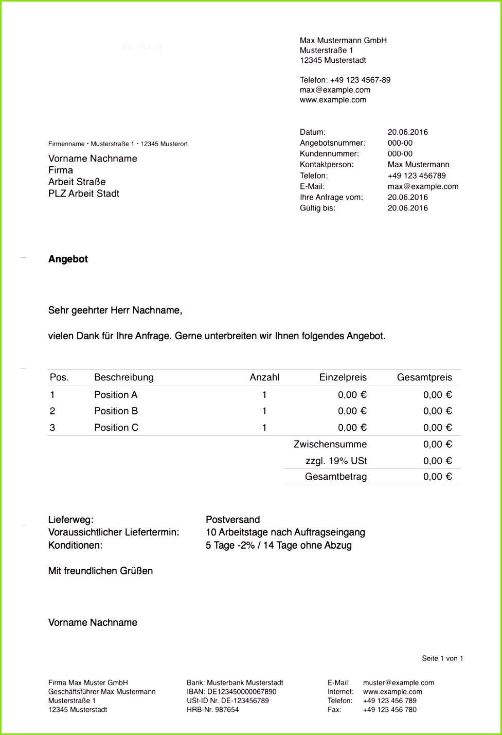 8 Rechnung Din 5008 Vorlage